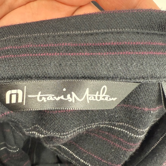 Travis Mathew Polo Shirt Men Large Black Stripes Short Sleeves Pima Cotton Blend - Picture 5 of 11